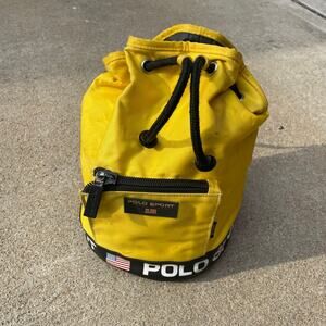 Vintage 90s Polo Sport Yellow Backpack